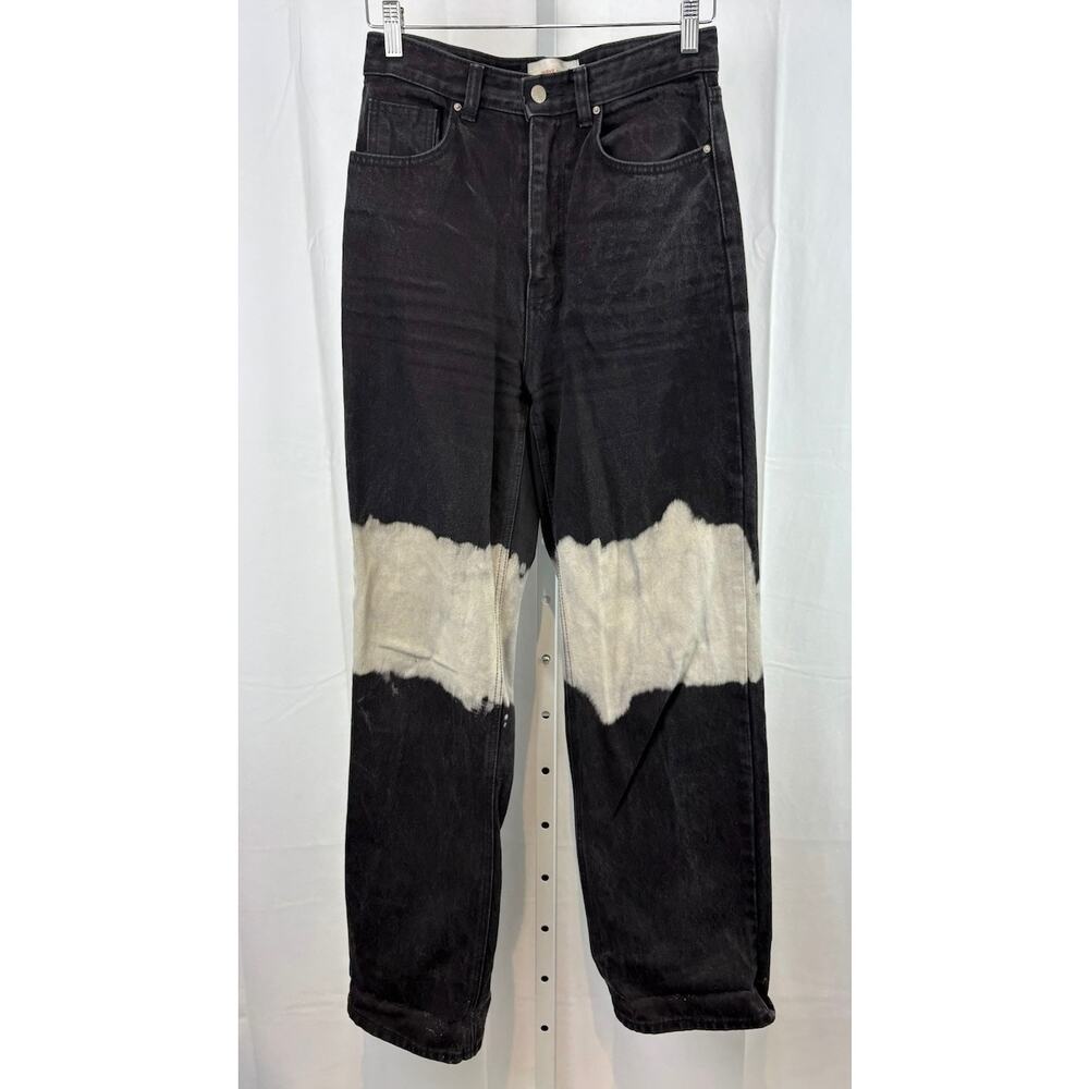 WAVE Size M Denim Seoul Tie Dye Jeans Zip Fly Black Gray White